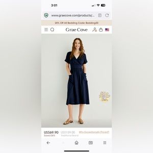 Grae Cove 100% linen wrap dress size small NWT